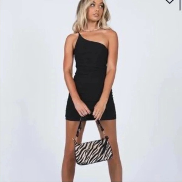 Princess Polly Black Mesh One Shoulder Mini Dress - Picture 3 of 10